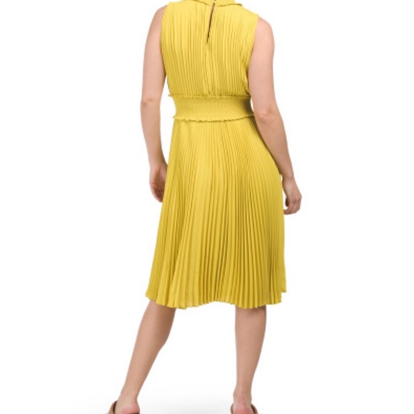 Yellow Pleated Midi Dress - Picture 2 of 2